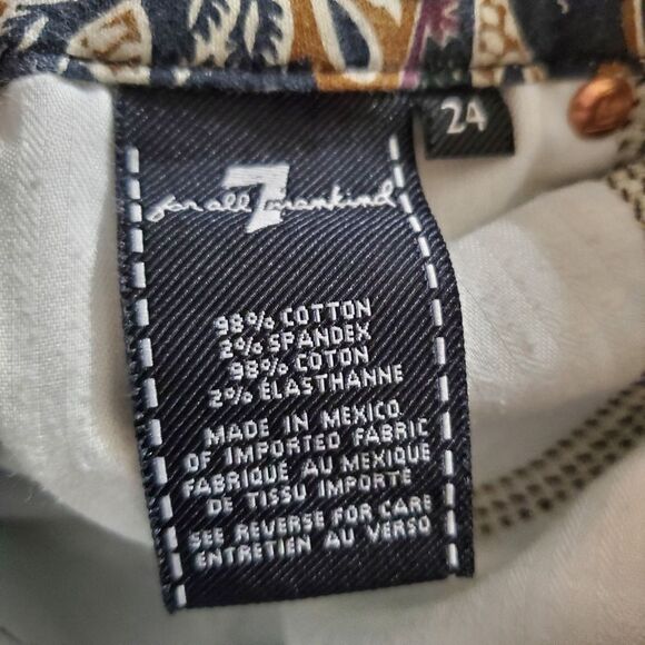 7 For All Mankind Ankle Skinny Paisley Jeans (24) - Picture 7 of 7